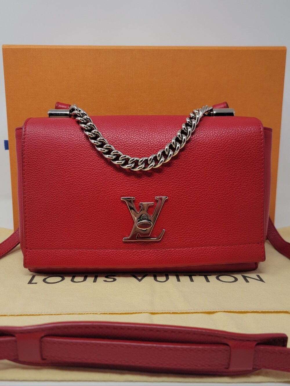 LOUIS VUITTON Rubis Leather Lockme II BB 2 Way Bag